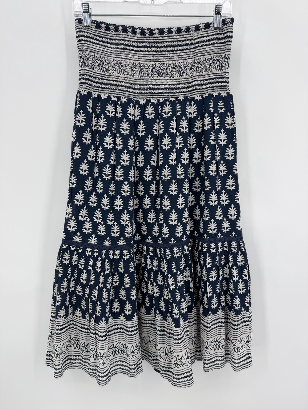 Alicia Bell NWT Mandy Ruffle Midi Skirt Silk Blend Blue White Size L - Picture 7 of 12